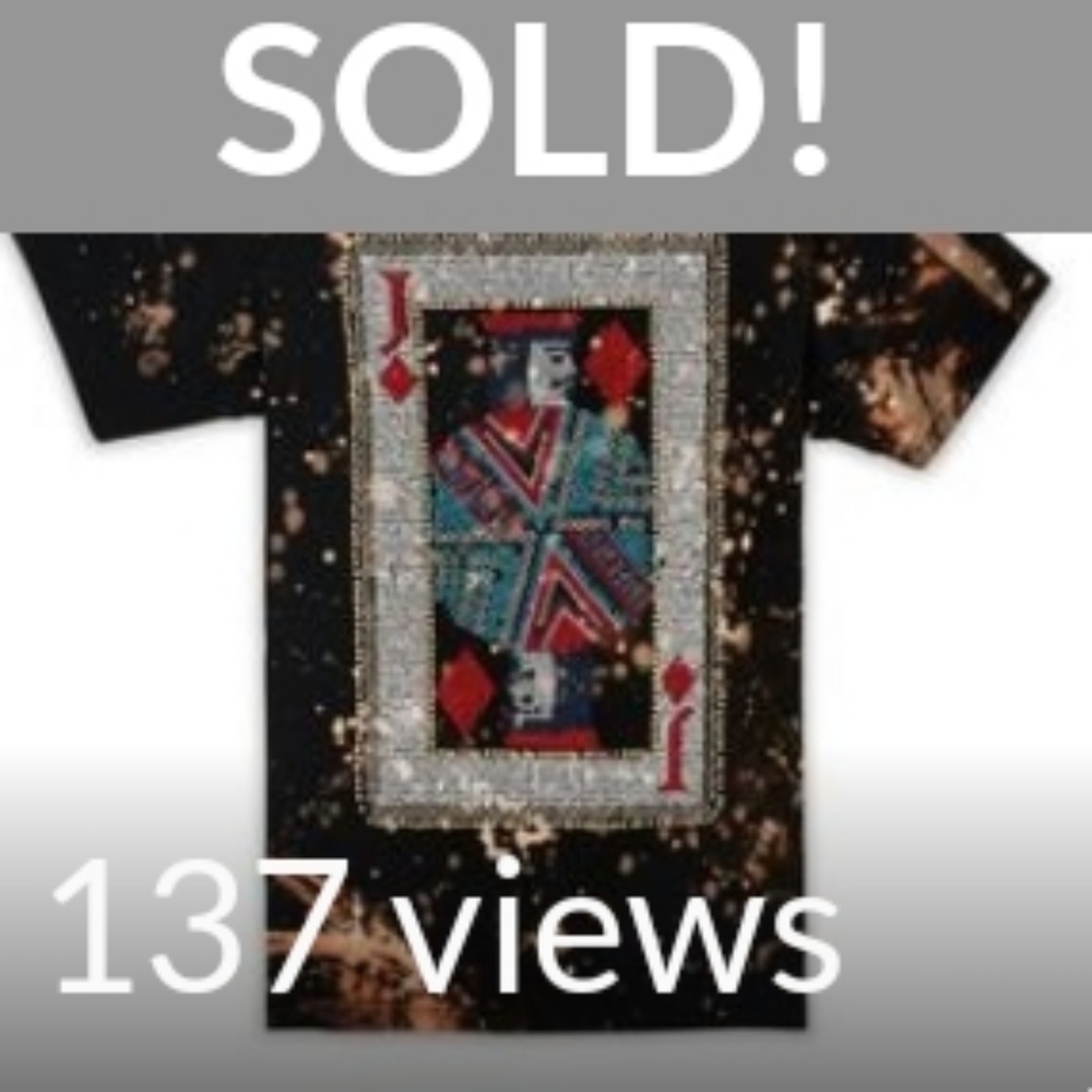 🚫SOLD!🚫 RHINESTONE BLEACHED POKER TEE S
